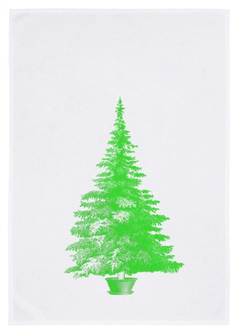 Geschirrtuch - Weihnachtsbaum - weiss- neon grün - Mirilo Shop