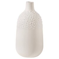 weiße Vase für Blumen mit Perlenmuster von...