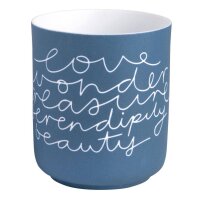 Windlicht mit Text von Räder Design beleuchtet