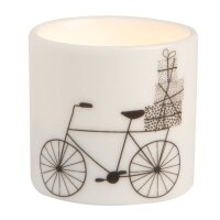 Windlicht mit Fahrrad Motiv von Räder Design beleuchtet