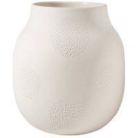 weiße Vase für Blumen mit runden Perlenmustern...
