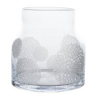 Vase aus Glas für Blumen mit Gravurmuster und Spruch...