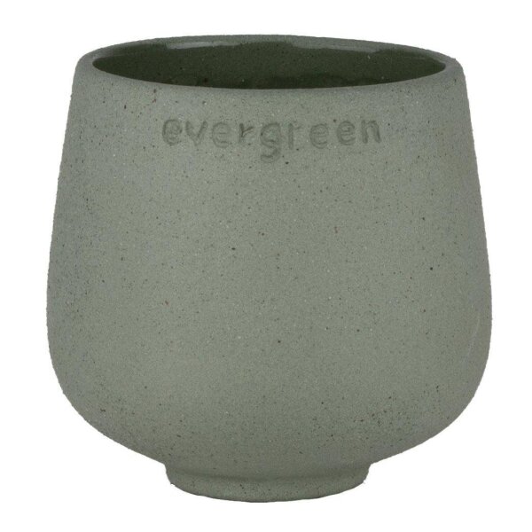 grau-grünes Blumentöpfchen mit Prägung Evergreen von Räder Design