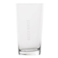 Wasserglas mit Text Wasser marsch