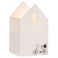 weißes Lichthaus mit Fahrrad Muster von Räder...