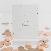 Postkarte mit Punkten und Spruch hip hip hurra