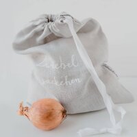 Leinensack mit Text Zwiebelsäckchen von Eulenschnitt...