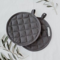 Eulenschnitt Topflappen aus Leinen – anthrazit,...