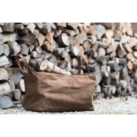 Alaskan Maker Feuerholztasche aus Canvas und Leder – braun