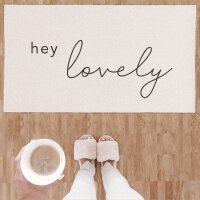 weiße Fußmatte mit Text hey lovely von...