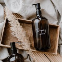 Brauner Spender mit Text Körperlotion von Eulenschnitt