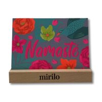Postkarte mit Blumenmotiv und Text Namasté
