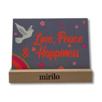 Postkarte mit Taubenmotiv und Text Love, Peace &...