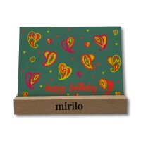 Postkarte mit buntem Muster und Schriftzug Happy Birthday