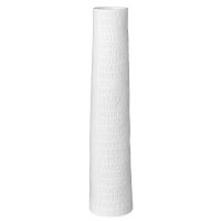 weiße Vase mit geprägter Schrift von...