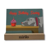 Postkarte mit Motiv Hund und T&ouml;rtchen und Text happy...