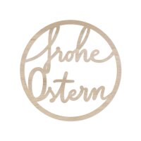Holzkranz mit Schriftzug frohe Ostern