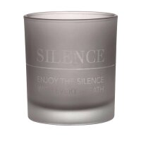 Glas mit Text Silence von Räder Design
