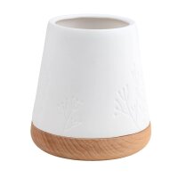 Windlicht mit Pflanzenstruktur und Holzsockel von...