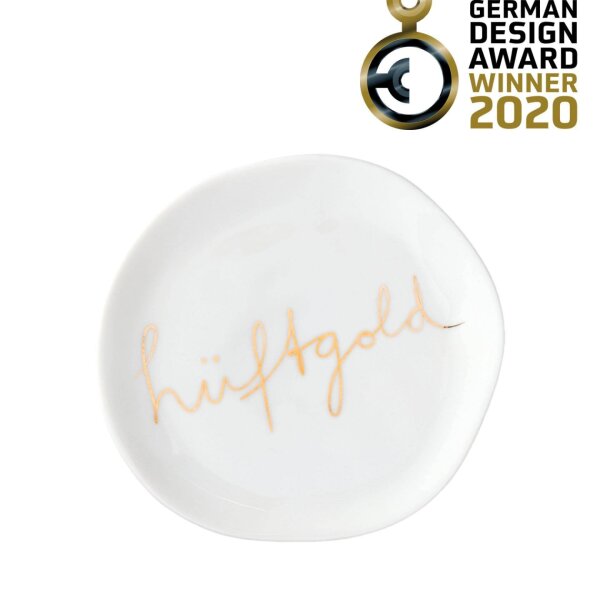 Teller mit Text Hüftgold von Räder Design