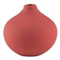 runde, rote Vase mit Perlenmuster von RäderDesign
